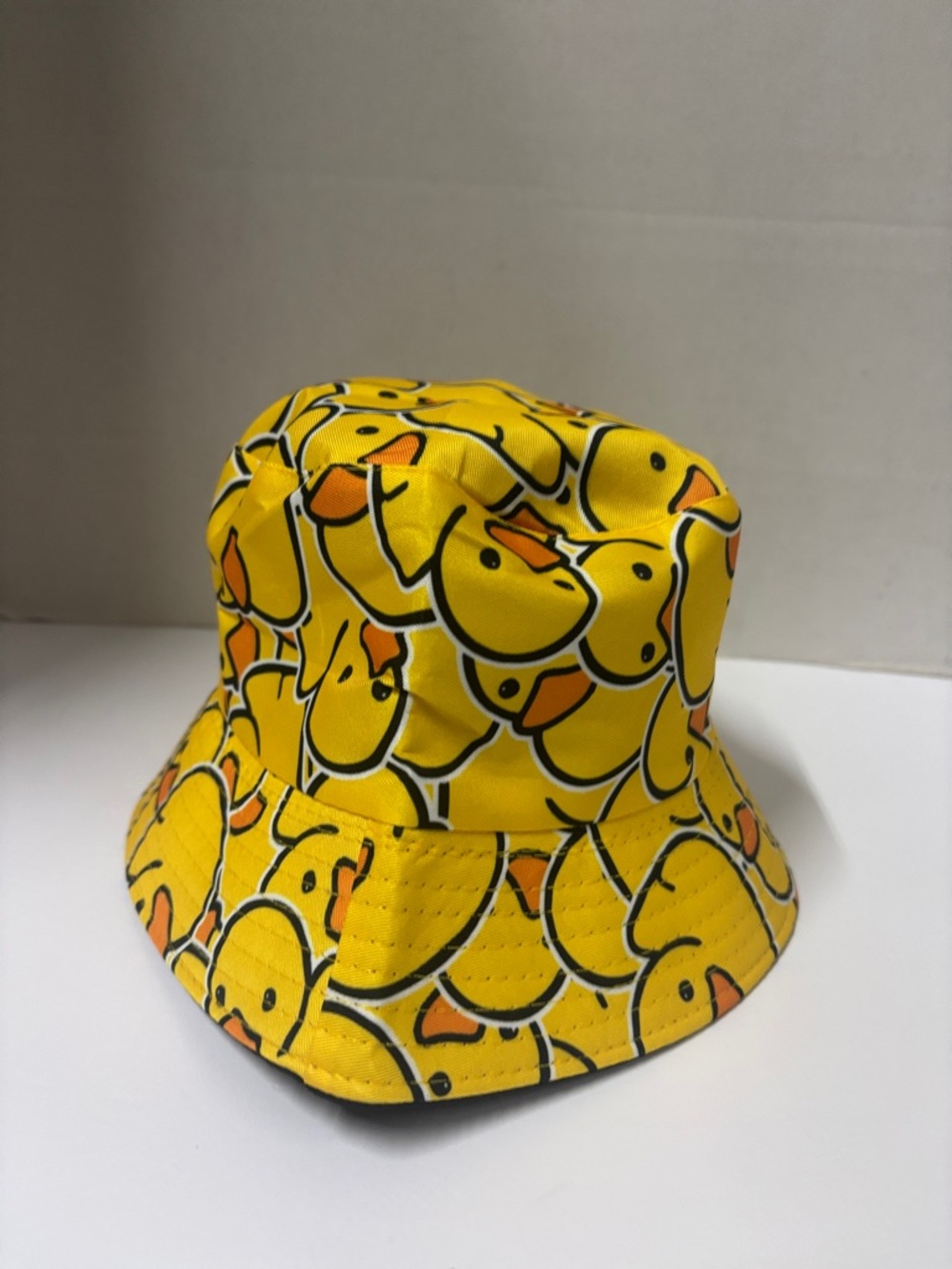 Yellow Duck Print Reversable Bucket Hat